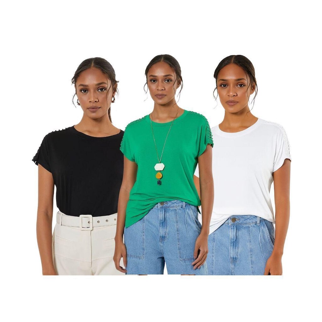 Kit 3 Camisetas Vih Triny Femininas Básicas Premium