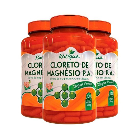 Kit 3 Cloreto de Magnésio P.A. - 120 cápsulas - Katiguá -