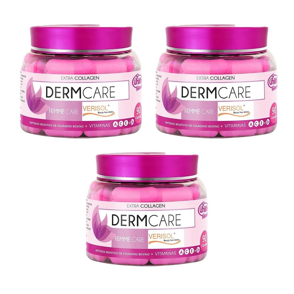 Kit 3 Colágeno Derm Care 3x90 Cápsulas Unilife