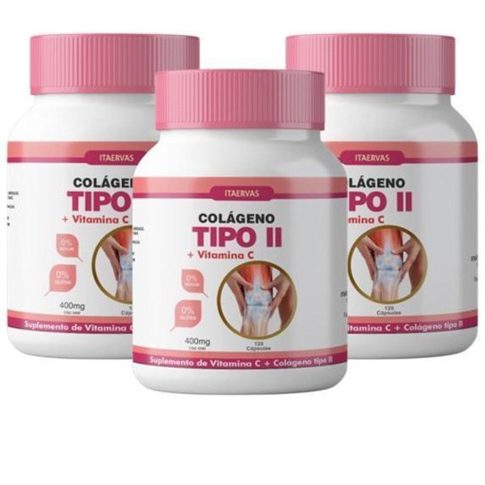 Kit 3 Colágeno Tipo 2 Com 400mg 120 Cápsulas Menor preço em Kit 3 Colágeno Tipo 2 Com 400mg 120 Cápsulas