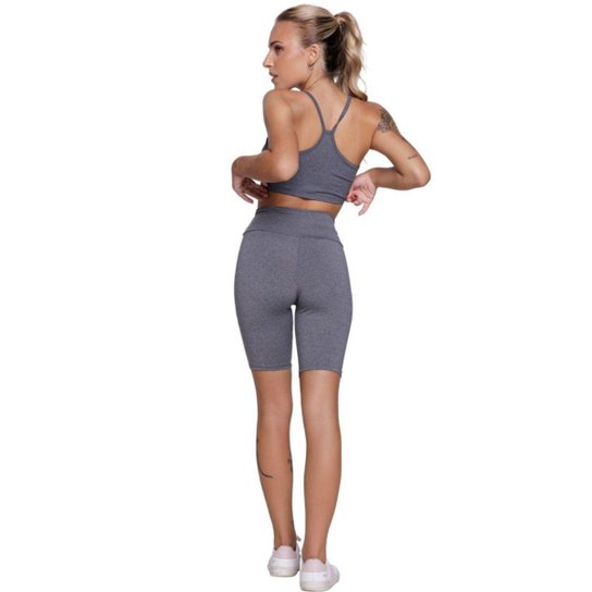 KIT 3 Conjunto Bermuda Ciclista E Top Alça Fina Bella Fiore Roupa Para Academia Moda Fitness