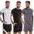 Kit 3 Conjunto Camiseta e Shorts Dry Slim Fitness - Branco+Preto