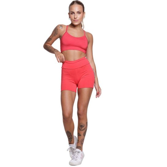 KIT 3 Conjunto Top Alça Fina Sem Bojo e Short Suplex Bella Fiore Treino Academia Moda Fitness