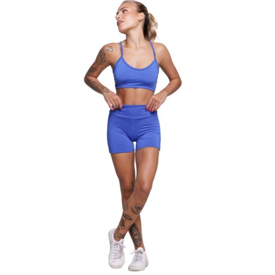 KIT 3 Conjunto Top Alça Fina Sem Bojo e Short Suplex Bella Fiore Treino Academia Moda Fitness