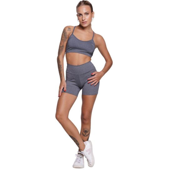 KIT 3 Conjunto Top Alça Fina Sem Bojo e Short Suplex Bella Fiore Treino Academia Moda Fitness