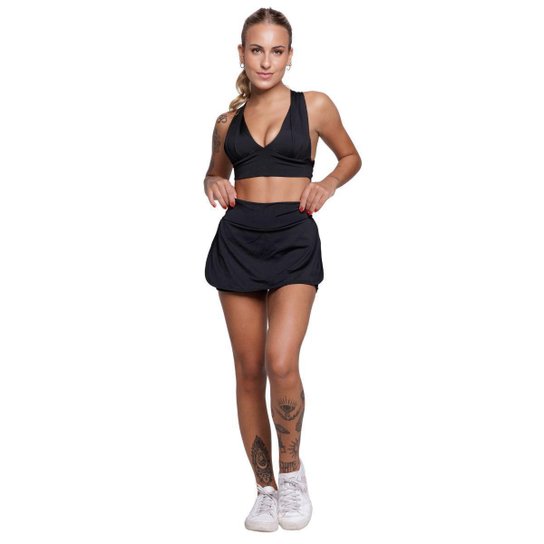 KIT 3 Conjunto Top Bojo e Short Saia Bella Fiore Roupas para Academia Treino Moda Fitness