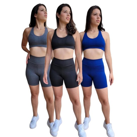 Kit 3 Conjunto Top e Bermuda Suplex Fitness - Sortido Menor preço em Kit 3 Conjunto Top e Bermuda Suplex Fitness - Sortido