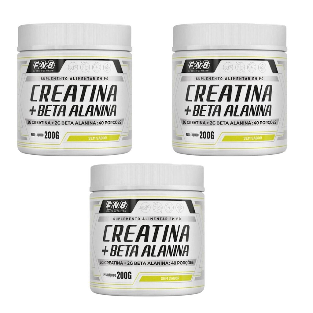 Kit 3 Creatina + Beta Alanina Sem Sabor 3x200g FNB Sports Nutrition