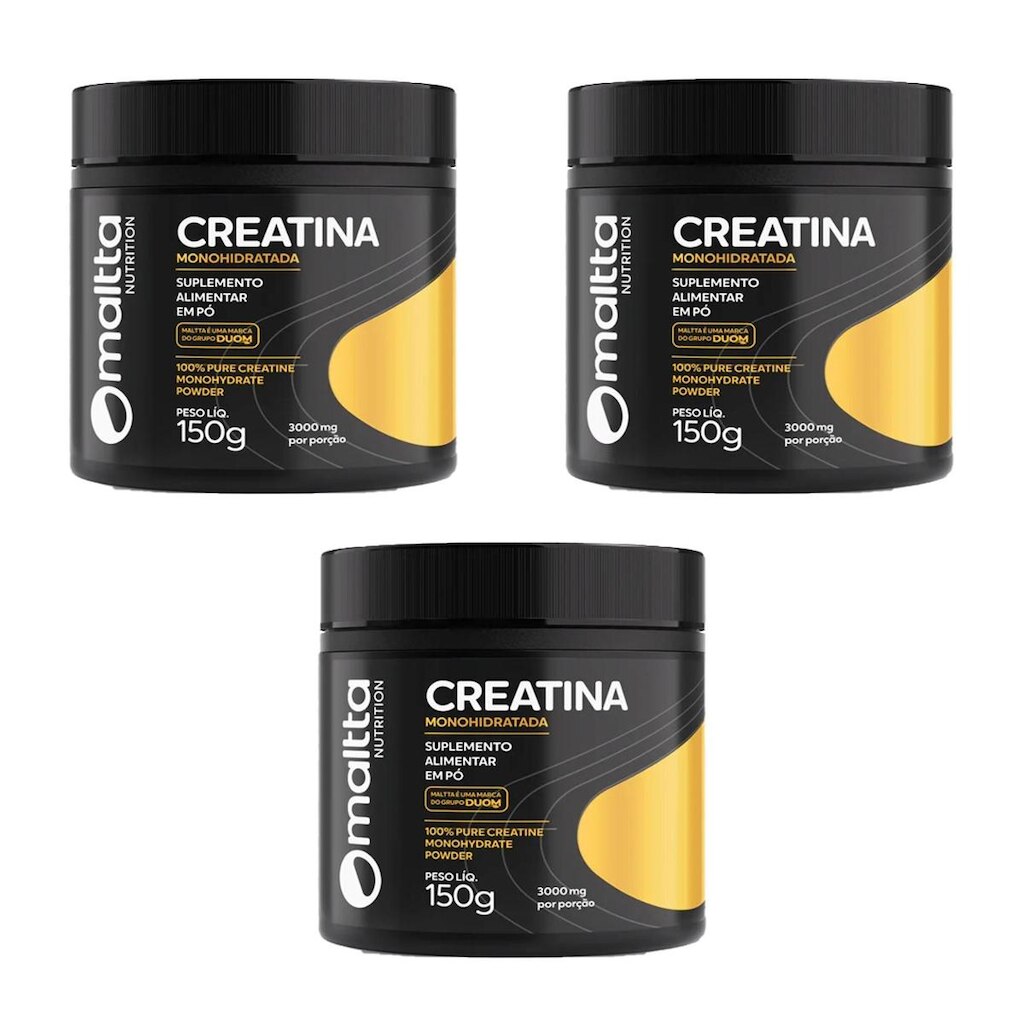 Kit 3 Creatina Monohidratada em pó Sem sabor 3x150g Maltta