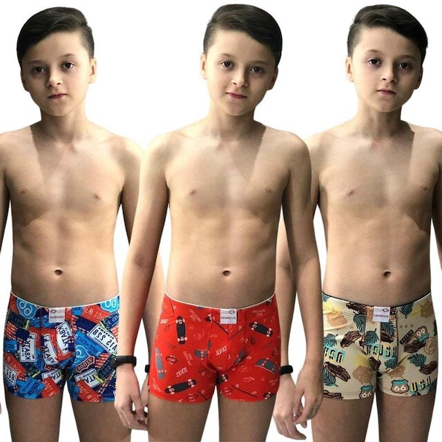 Kit 3 Cueca adolescente boxer juvenil estampada - Sortido Menor preço em Kit 3 Cueca adolescente boxer juvenil estampada - Sortido