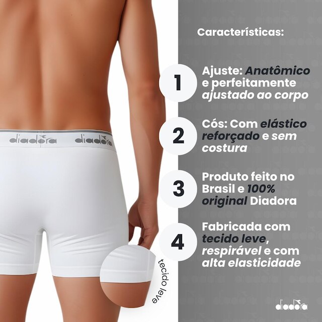 KIT 3 CUECAS BOXER DIADORA SEM COSTURA MASCULINO