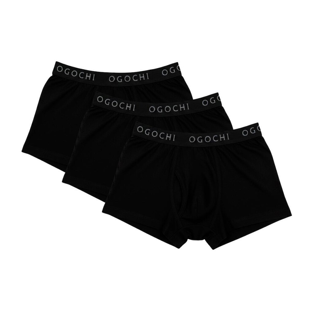 Kit 3 Cuecas Boxer Infantil Ogochi Preto Malha com Elastano 10/18