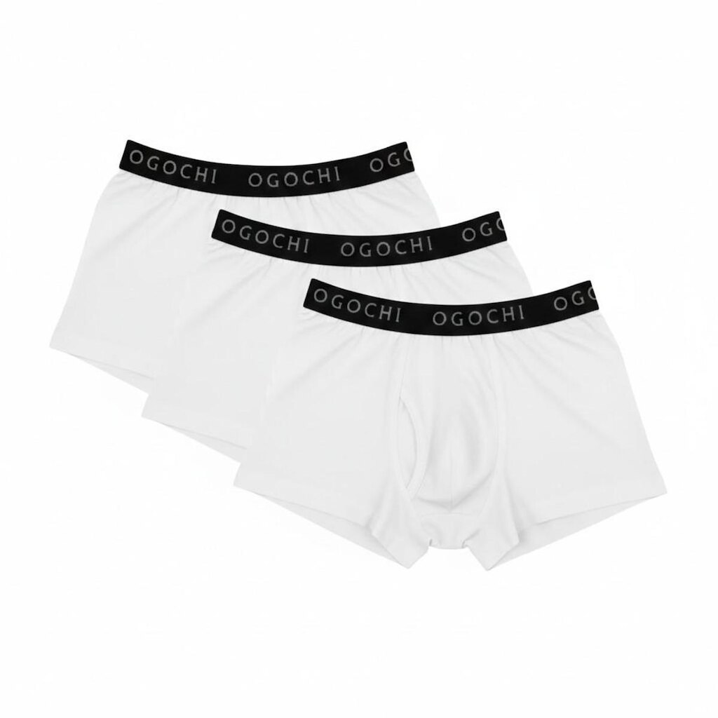 Kit 3 Cuecas Boxer Infantil Ogochi Preto Malha com Elastano 10/18
