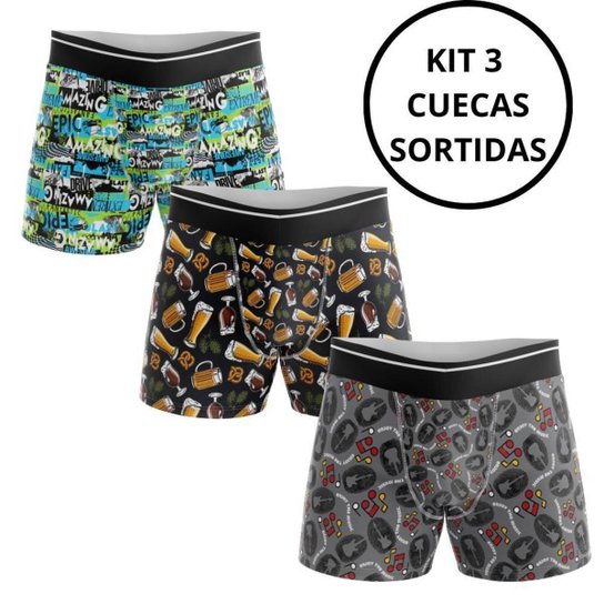 Kit 3 Cuecas Boxer La Maths Estampadas Sortidas - Sortido Menor preço em Kit 3 Cuecas Boxer La Maths Estampadas Sortidas - Sortido