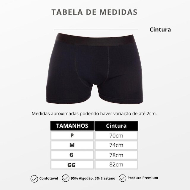Kit 3 Cuecas Boxer Lisa Cotton Algodão Box Premium