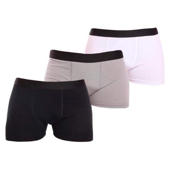 Kit 3 Cuecas Boxer Lisa Cotton Algodão Box Premium - Preto+Branco Menor preço em Kit 3 Cuecas Boxer Lisa Cotton Algodão Box Premium - Preto+Branco