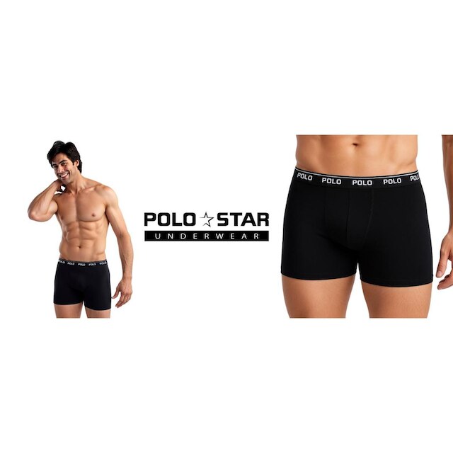 Kit 3 Cuecas Boxer Polo Star Cotton Algodão Masculina Original