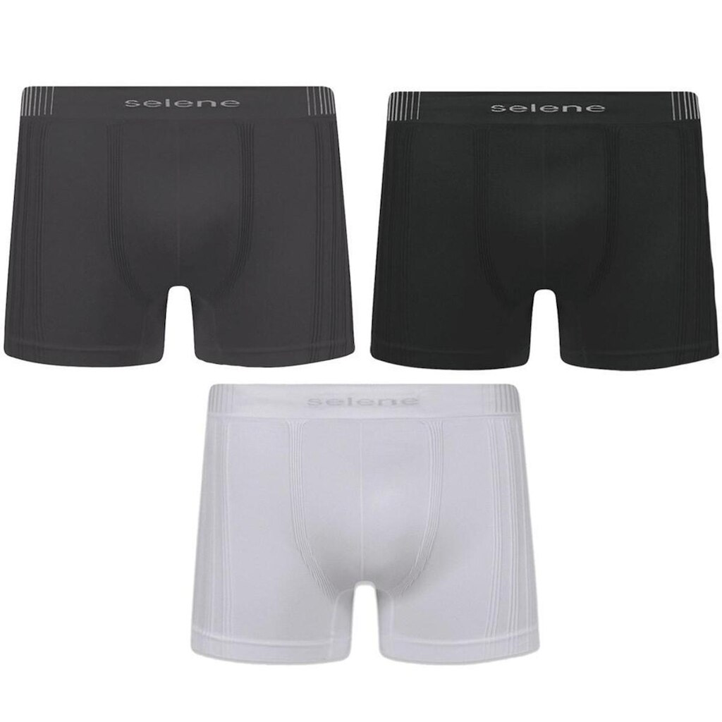 Kit 3 Cuecas Boxer Selene Sem Costura Masculino -