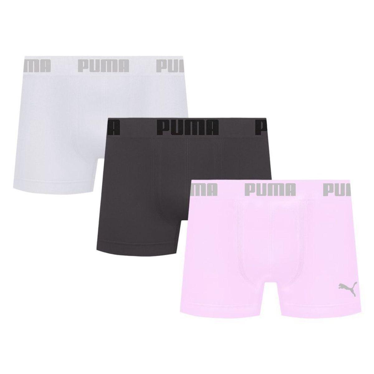 Kit 3 Cuecas Puma Boxer Sem Costura Masculina - Grafite e Rosa EG ...