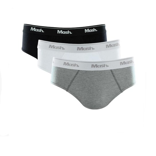Kit 3 Cuecas Slip Algodão 010.04 Mash - Mescla Menor preço em Kit 3 Cuecas Slip Algodão 010.04 Mash - Mescla