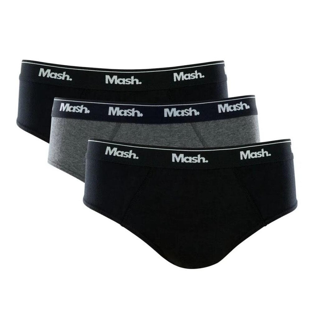 Kit 3 Cuecas Slip Mash 1004 100% Algodão Cós Elástico