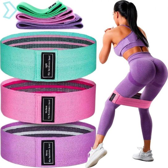 Kit 3 Faixas Elásticas Hip Band Mini Para Treinos Exercício Academia Yoga Pilates Funcional Premium - Colorido Menor preço em Kit 3 Faixas Elásticas Hip Band Mini Para Treinos Exercício Academia Yoga Pilates Funcional Premium - Colorido