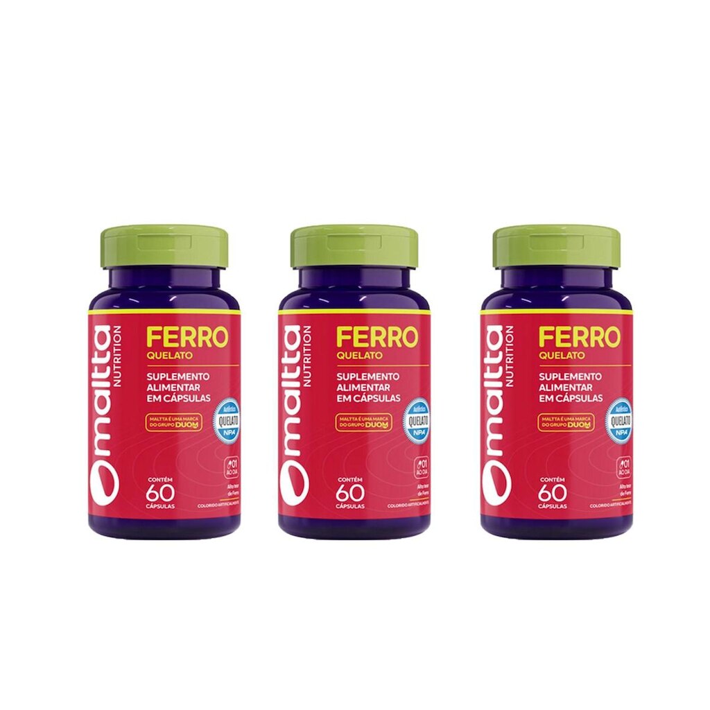 Kit 3 Ferro 3x60 cápsulas Maltta