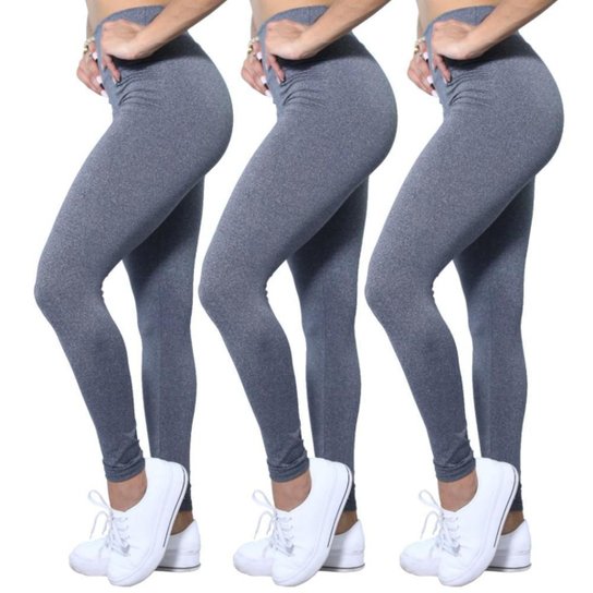 Kit 3 Leggings Heide Ribeiro Suplex Cintura Alta Feminino - Cinza Menor preço em Kit 3 Leggings Heide Ribeiro Suplex Cintura Alta Feminino - Cinza