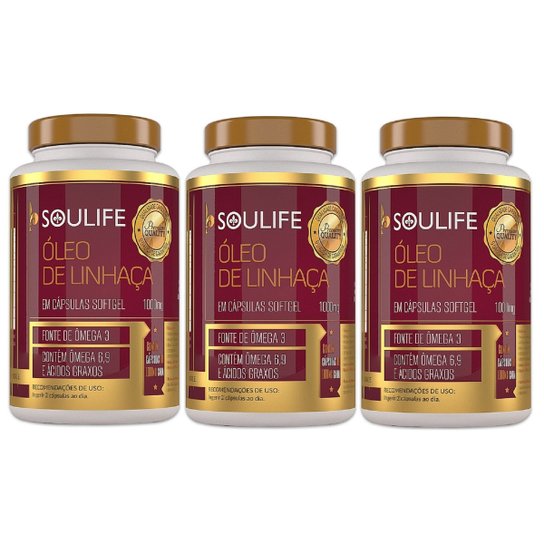 Kit 3 Linhaça 1000mg 120 Cáps Soulife Menor preço em Kit 3 Linhaça 1000mg 120 Cáps Soulife