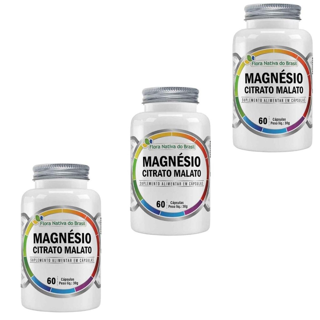 Kit 3 Magnésio Citrato Malato 3x60 cps Flora Nativa