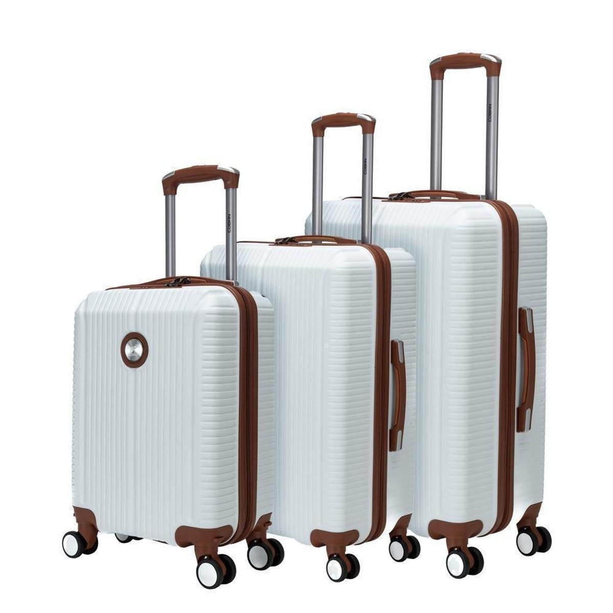 Kit 3 Mala de Viagem P M G Moderna Reforçada Casual Espaçosa Coban 87 Litros