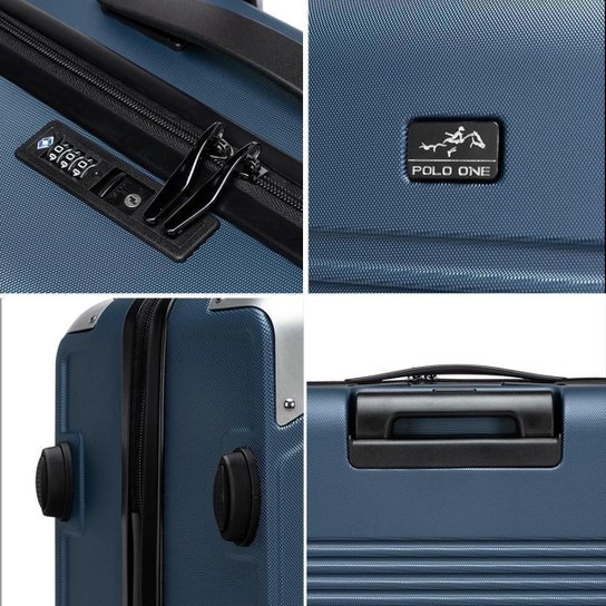 Kit 3 Malas De Bordo Viagem ABS Rígido Polo One Rodas 360° Reforçada com Cadeado TSA