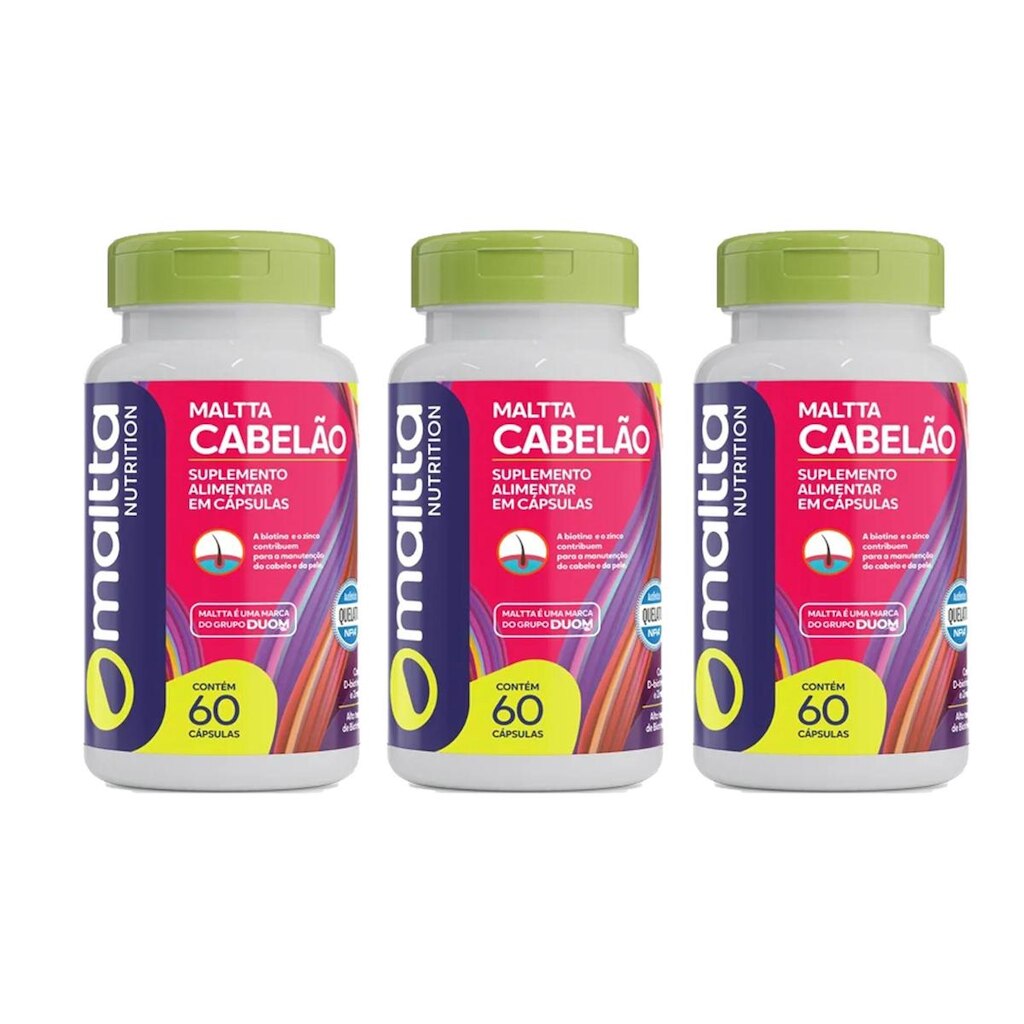 Kit 3 Maltta Cabelão 3x60 cápsulas Maltta