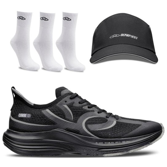 Kit 3 Meias, 1 Tênis Corre 3 e 1 Boné Running Olympikus - Preto é ruim? Kit 3 Meias, 1 Tênis Corre 3 e 1 Boné Running Olympikus - Preto é boa?