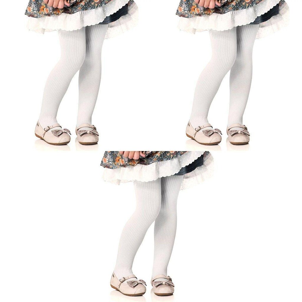 Kit 3 Meias-Calças Selene Canelada Infantil - Branco B