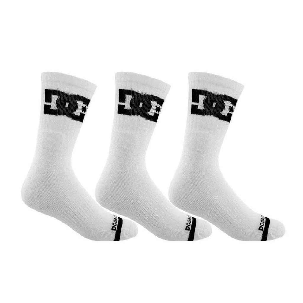 Kit 3 Meias DC Cano Médio - Branco