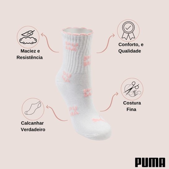 Kit 3 Meias Puma Cano Longo Infantil Original