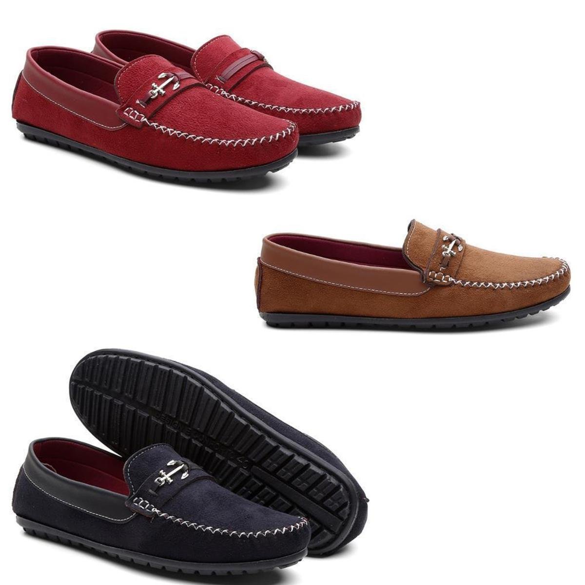 Kit 3 Mocassim Drive Masculino Bico Redondo Macio Conforto Menor preço em Kit 3 Mocassim Drive Masculino Bico Redondo Macio Conforto