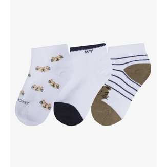 Kit 3 Pares De Meia Cano Curto Infantil Trick Nick Bege