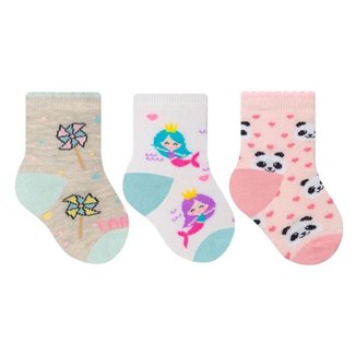 Kit 3 Pares de Meia Selene Bebê Meninas Estampada