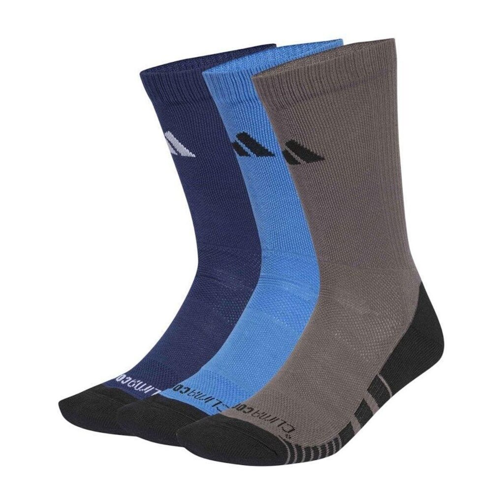 Kit 3 Pares De Meias Adidas Cano Médio Performance Unissex - Azul 37-39