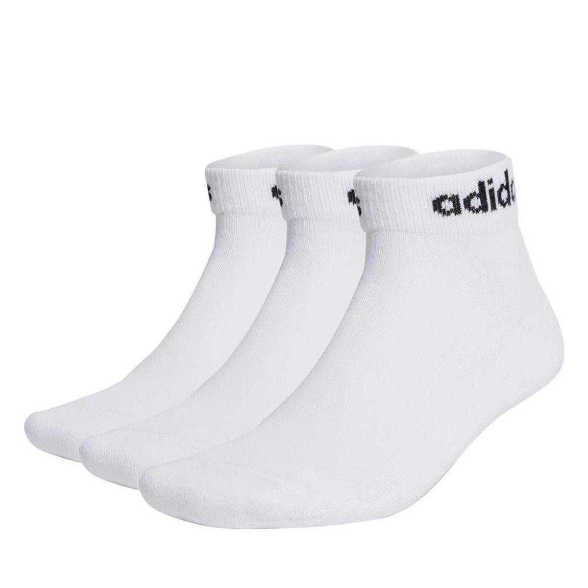 Kit 3 Pares de Meias Adidas Logo Linear Ankle Menor preço em Kit 3 Pares de Meias Adidas Logo Linear Ankle