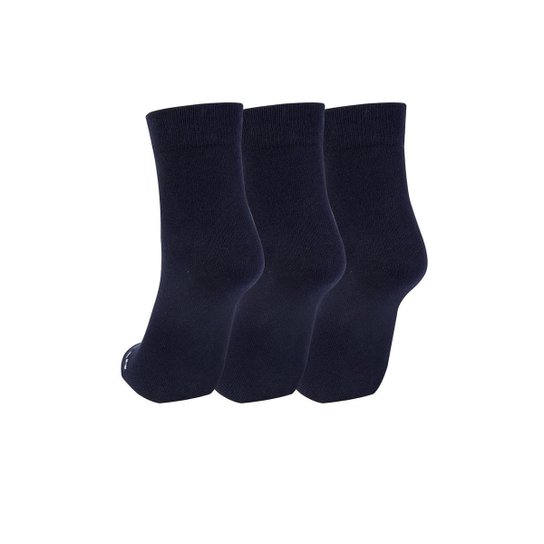 Kit 3 Pares de Meias Cano Longo Polo Wear Azul Escuro