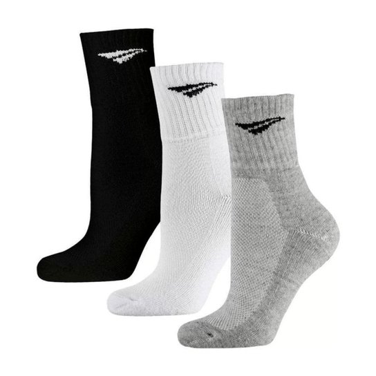 Kit 3 Pares de Meias Esportivas Penalty Ecoknit Preto/branco/cinza - Preto+Branco Menor preço em Kit 3 Pares de Meias Esportivas Penalty Ecoknit Preto/branco/cinza - Preto+Branco