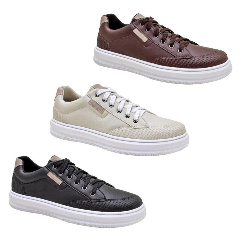 KIT 3 Pares de Tenis Casual Confortável e Elegante