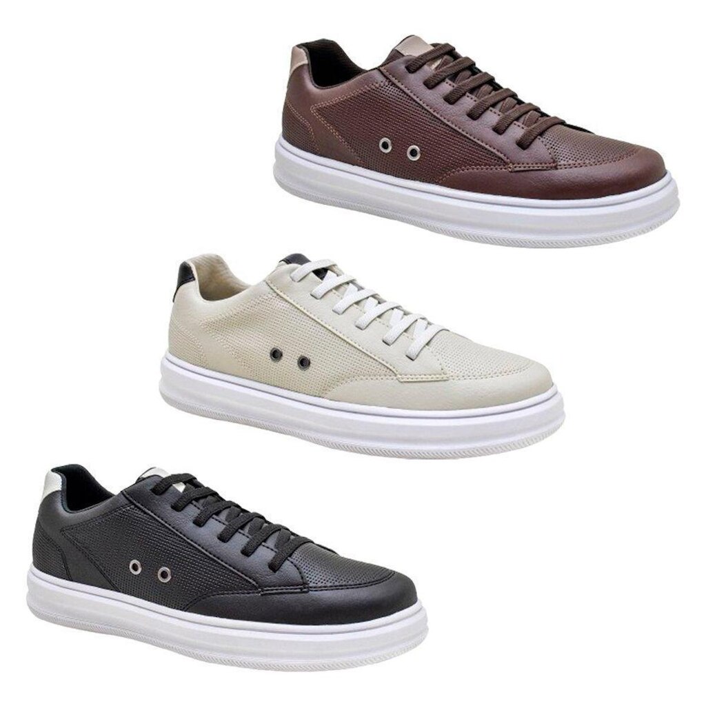 KIT 3 Pares De Tenis Casual Confortável Masculino