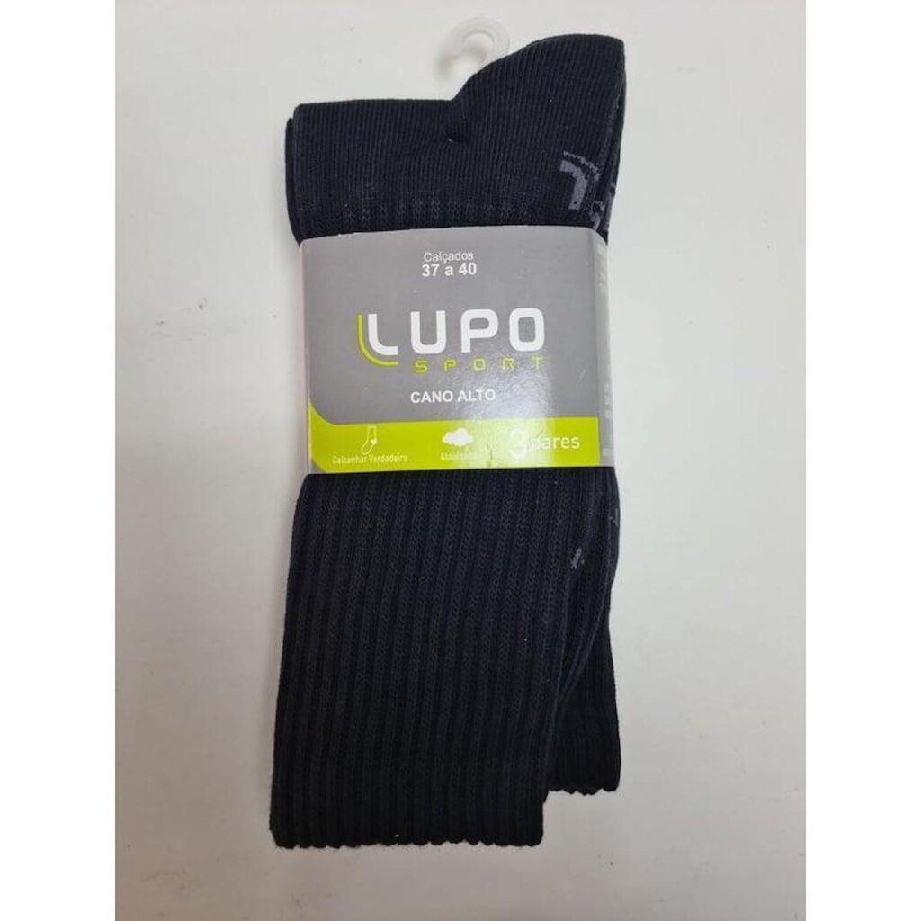 Kit 3 Pares Meia Atoalhadas Cano Longo Algodão Lupo 3292.