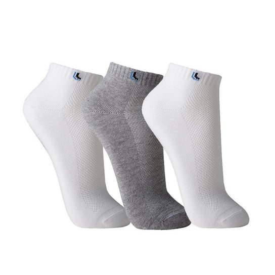 Kit 3 Pares Meia Lupo 3225-089 Algodão Esportiva Cano Curto - Branco+Cinza Menor preço em Kit 3 Pares Meia Lupo 3225-089 Algodão Esportiva Cano Curto - Branco+Cinza