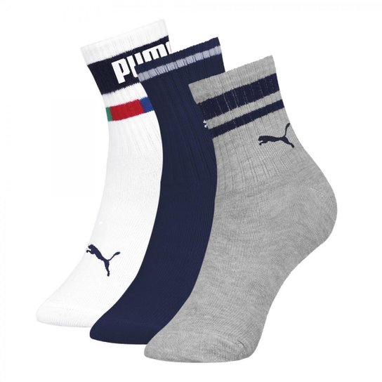 Kit 3 Pares Meias Cano Longo Infantil - Puma - Cinza Menor preço em Kit 3 Pares Meias Cano Longo Infantil - Puma - Cinza