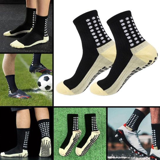 Kit 3 pares Meias esportivas cano médio antiderrapantes unissex